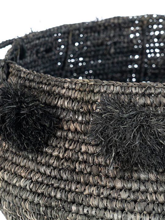 Decorative Basket Wicker with Handles Black S Line