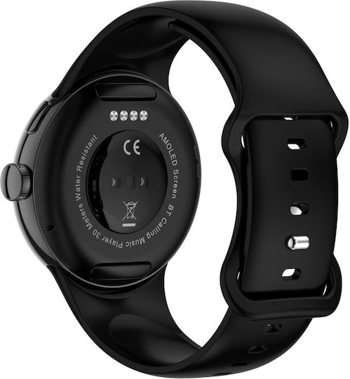 LinWear La24 Smartwatch με Παλμογράφο (Μαύρο)