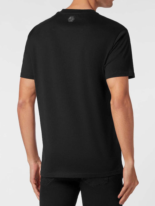 Philipp Plein T-shirt Bărbătesc cu Mânecă Scurtă Negru