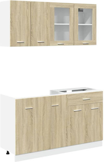 Set Dulapuri de Bucătărie Suspendate & de Podea Cafea 140x46x141.5buc Set Dulapuri de Bucătărie Suspendate & de Podea Cafea 140x46x141.5buc
