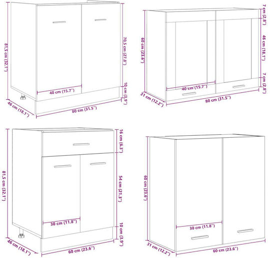 Set Dulapuri de Bucătărie Suspendate & de Podea Cafea 140x46x141.5buc