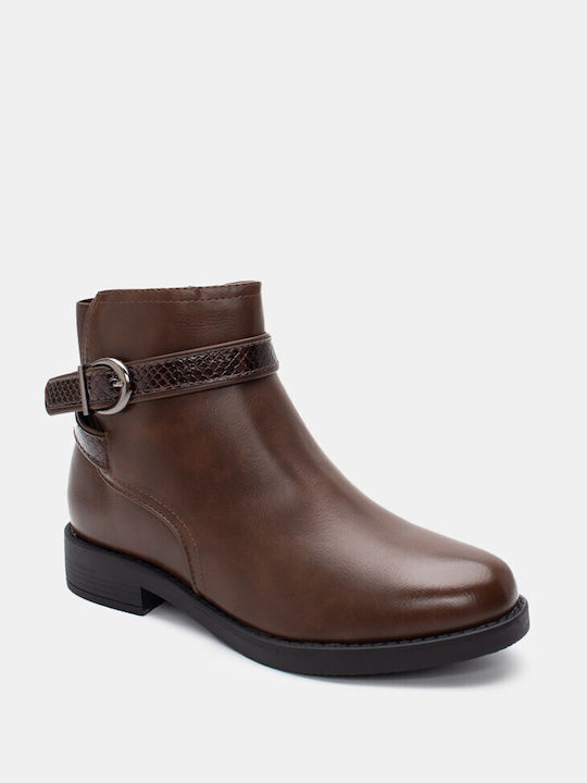 Stiefeletten mit Krokoriemen 4299314-braun