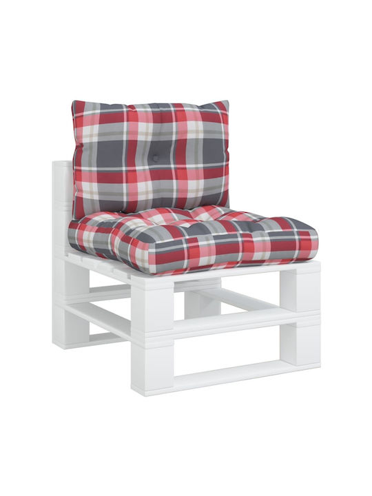 vidaXL Waterproof Bench Cushion for Pallet with Backrest Gray Checkered 2pcs