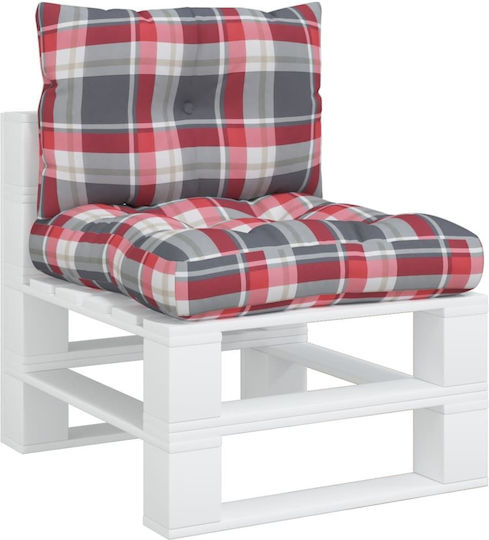 vidaXL Waterproof Bench Cushion for Pallet with Backrest Gray Checkered 2pcs