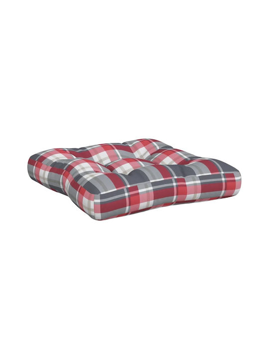 vidaXL Waterproof Bench Cushion for Pallet with Backrest Grey Checkered 3 Pieces