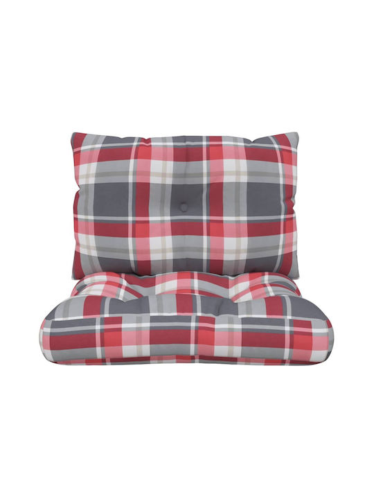 vidaXL Waterproof Bench Cushion for Pallet with Backrest Gray Checkered 2pcs