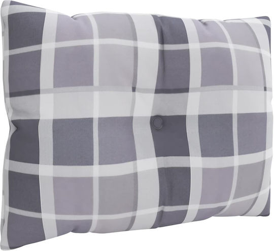 vidaXL Waterproof Bench Cushion for Pallet with Backrest Grey Checkered 3 Pieces