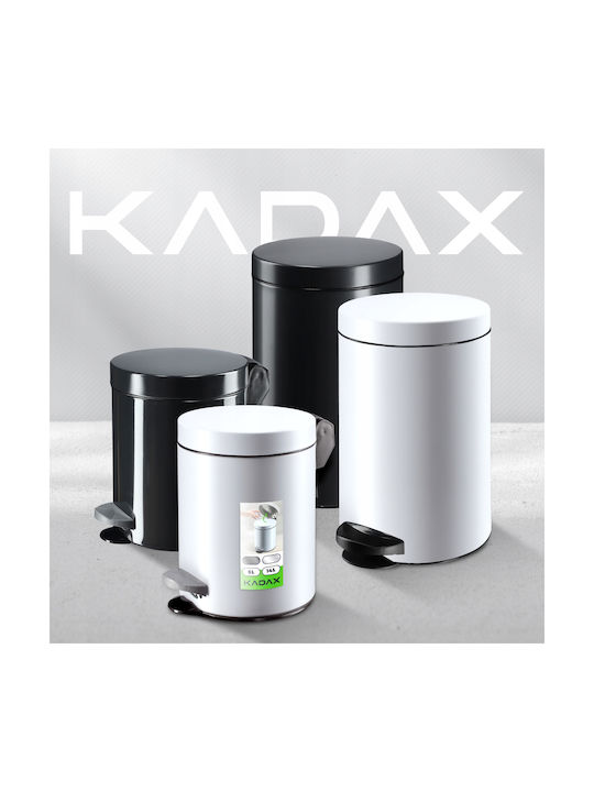Kadax Κάδος Απορριμμάτων από Ανοξείδωτο Ατσάλι με Πεντάλ Λευκός 14lt