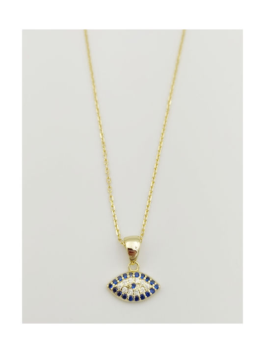 Necklace Eye from Gold Plated Silver with Zircon