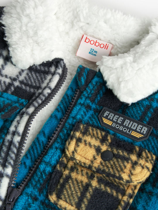 Kids Cardigan Fur Plaid