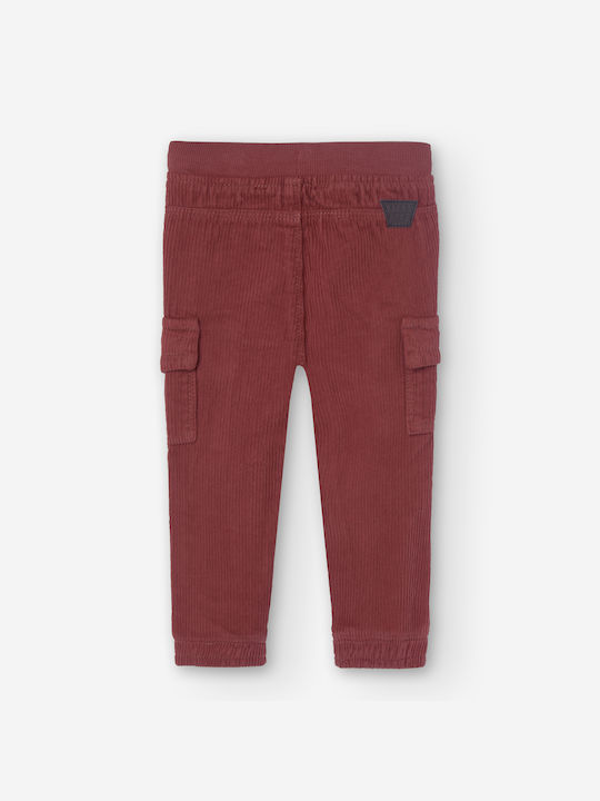 Boboli Kids Corduroy Cargo Trousers Bordeaux