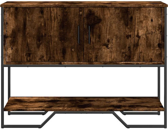 Console Table Wood & Metal Smoked Oak, Brown L100xW35xH74.5cm