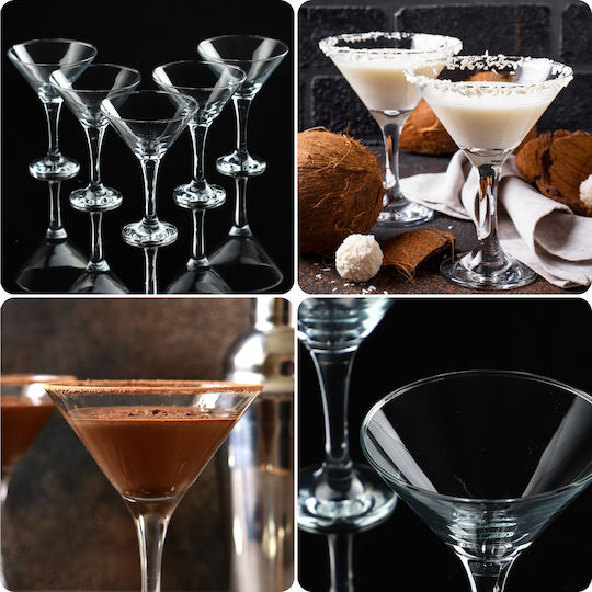Kadax Set Pahare Martini / Cocktail Cu Picior Din Sticlă 175ml 6 Bucăți