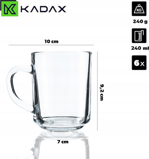 Kadax Σετ Ποτήρια Καφέ / Freddo Γυάλινα 240ml 6τμχ