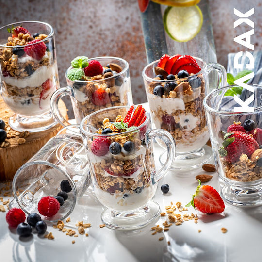 Kadax Mug Glass Transparent 300ml 6pcs