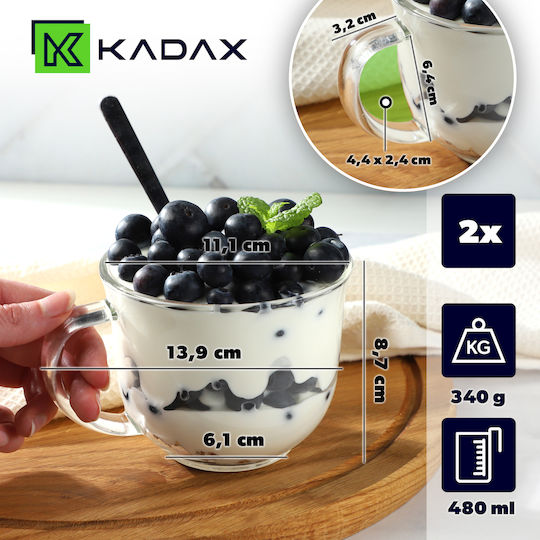 Kadax Set Gläser Kaffee/Freddo aus Glas 480ml 2Stück