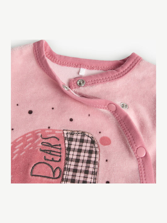 Boboli Babystrampler Langärmliges Samt Pink