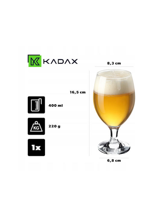 Kadax Ποτήρι Μπύρας / Νερού από Γυαλί Κολωνάτο 400ml