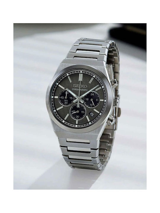 Seiko Conceptual Uhr Chronograph Batterie mit Silber Metallarmband