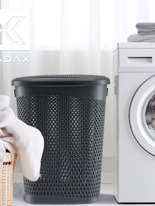Kadax Wäschekorb Kunststoff 55lt mit Deckel Grau