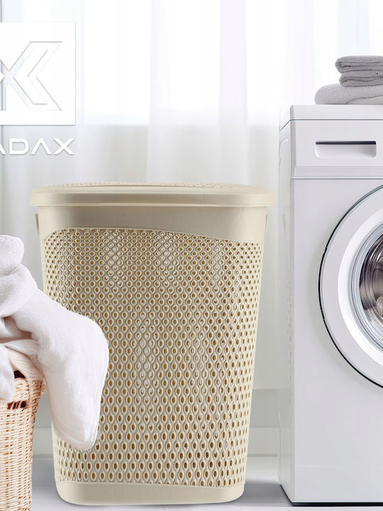 Kadax Coș De Rufe Din Plastic 55 L Cu Capac Bej