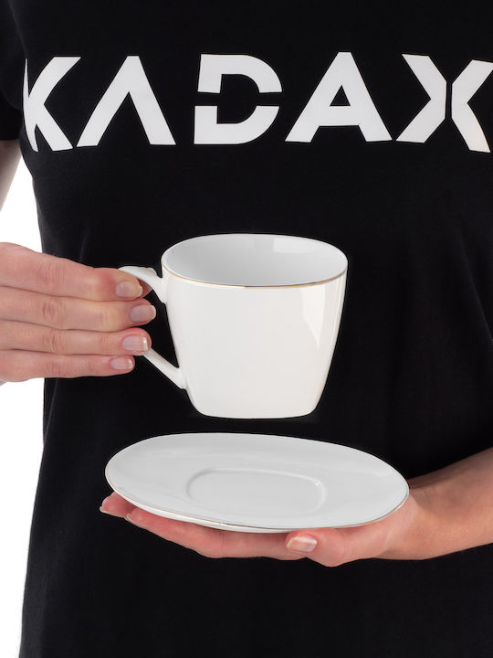 Kadax Set Tassen Kaffee aus Porzellan Weiß 250ml 2Stück 5906638301081