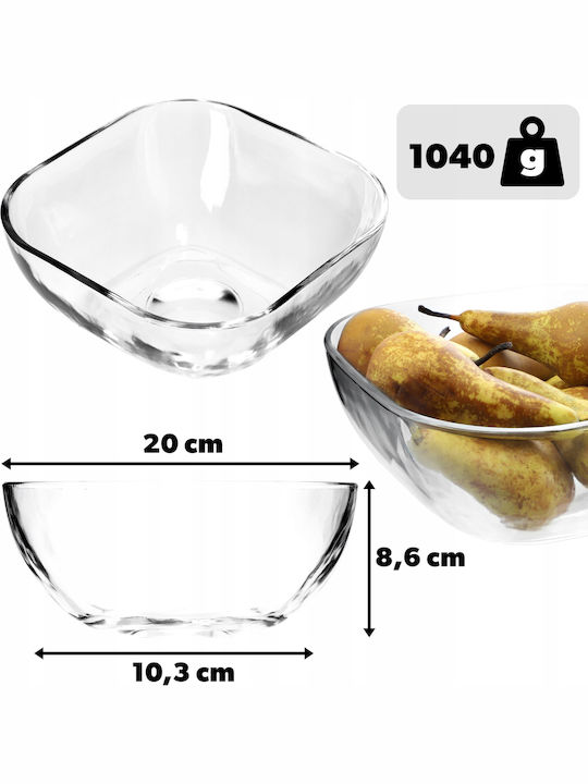 Kadax Salatschüssel Glas Transparent 20x20cm 1Stück