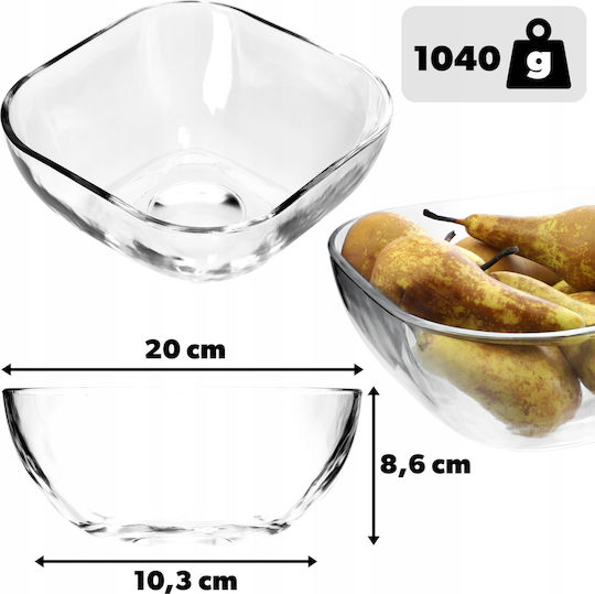 Kadax Salatschüssel Glas Transparent 20x20cm 1Stück