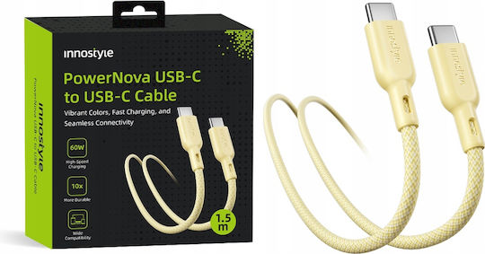 Innostyle USB 2.0 Кабел USB-C Мъжки - USB-C 60W Захранване PD Жълт 2м ICC150YE