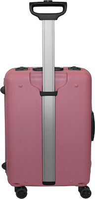 Amber Cabin Travel Suitcase Hard Pink with 4 Wheels Height 50cm