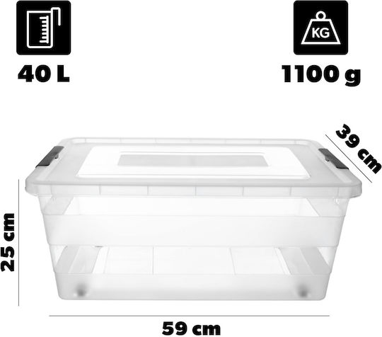 Kadax Plastic Cutie de Depozitare cu Capac Transparent 40cm 1buc