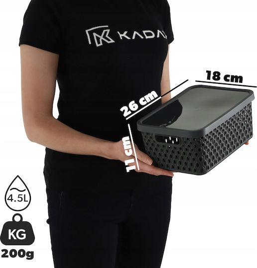 Kadax Πλαστικό Κουτί Αποθήκευσης με Καπάκι Γκρι 18lt 3τμχ