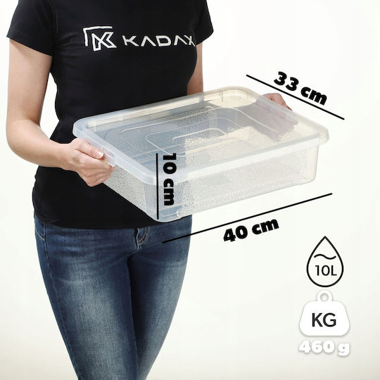 Kadax Plastic Cutie de Depozitare cu Capac Transparent 10lt 1buc