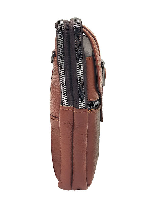Geantă Bărbătească de Umăr / Tip Crossbody din Piele Maro
