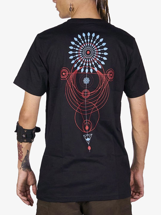 Mandala T-shirt Bărbătesc cu Mânecă Scurtă Black