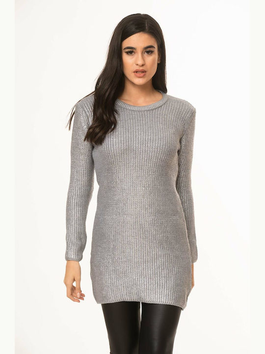 Zirgon Women's Knitting Tunic Dress grey