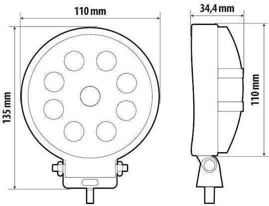 Lampa Roundς Waterproof Headlights Car LED 10 - 30V 15W 1pcs