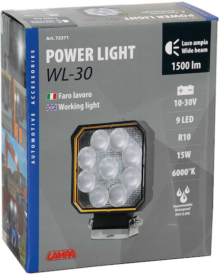 Lampa Squareς Waterproof Headlights Car LED 10 - 30V 15W 1pcs