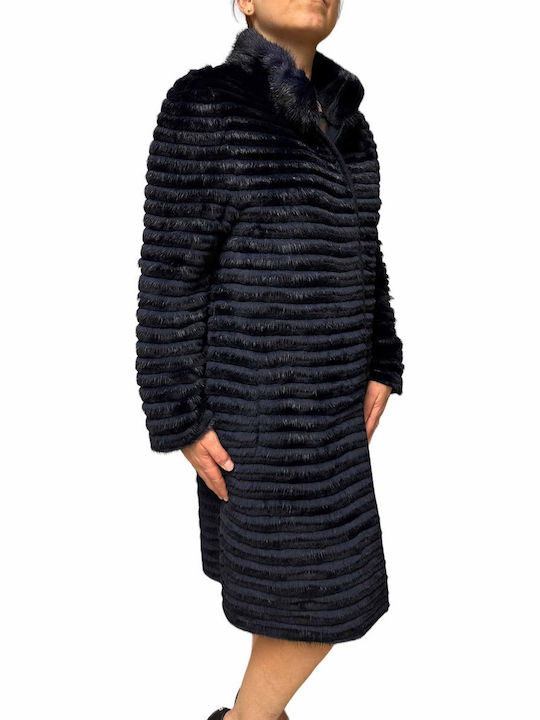 Frauen Pelz Black-Dark Blue