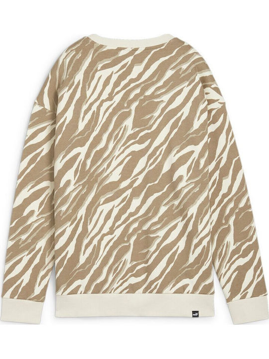 Long Women's Sweatshirt Hooded Beige