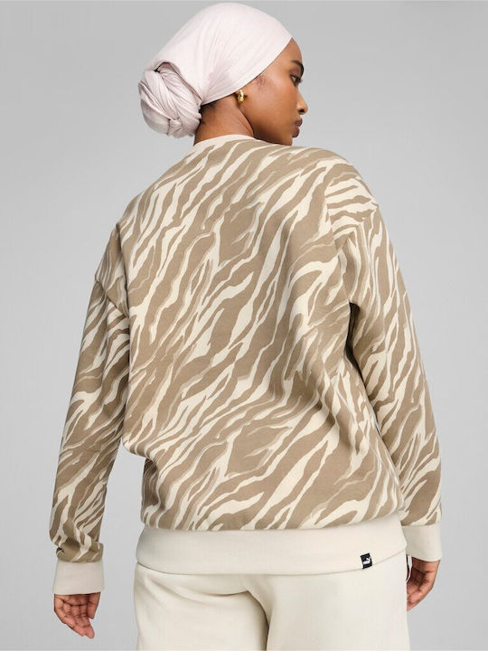 Long Women's Sweatshirt Hooded Beige