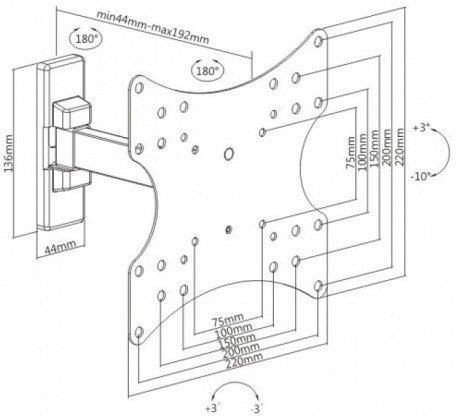 Brateck KLA26-221 Wall TV Mount with Arm up to 42" and 20kg