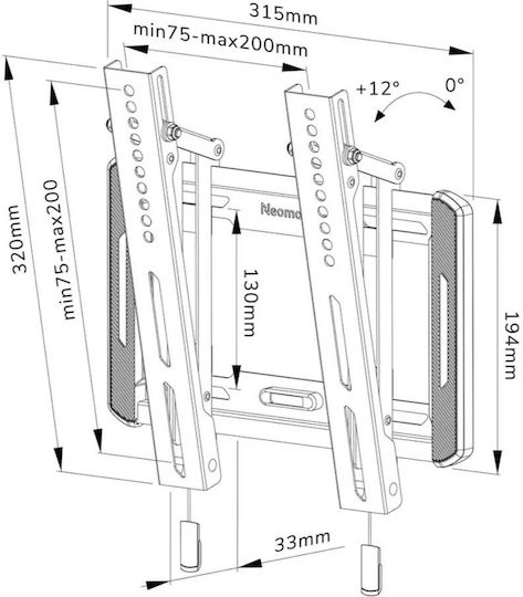 Neomounts WL35-550BL12 Βάση Τηλεόρασης Τοίχου έως 55" και 45kg