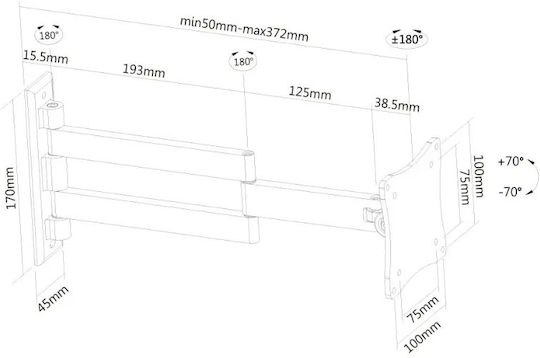 Newstar FPMA-W830 Suport TV Montat Pe Perete Cu Braț De Extensie Până La 27" Și 12kg