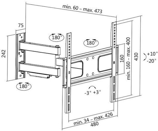 LogiLink BP0014 Επιτοίχια έως 55" και 50kg