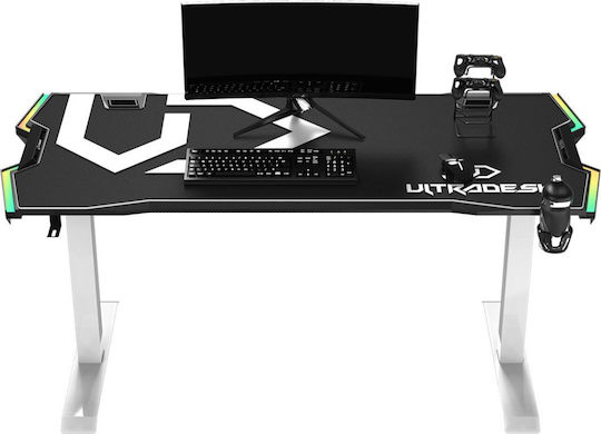Γραφείο Gaming Force με Ρυθμιζόμενο Ύψος, LED & USB θύρες 166x70x86εκ. White Γραφείο Gaming Force με Ρυθμιζόμενο Ύψος, LED & USB θύρες 166x70x86εκ. White