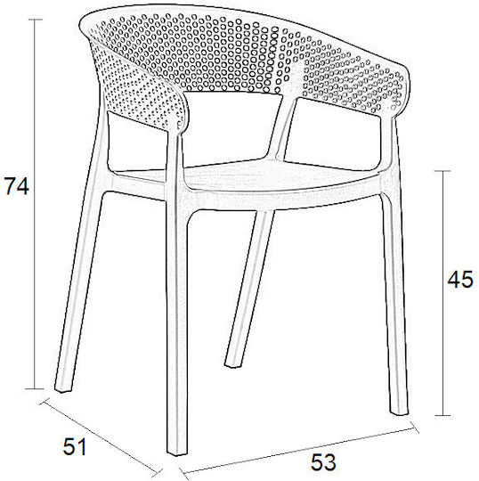Outdoor Chair Polypropylene Diana Black 57x51x74cm