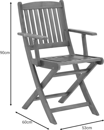 Outdoor Wooden Chair Joter Natural 53x60x90cm