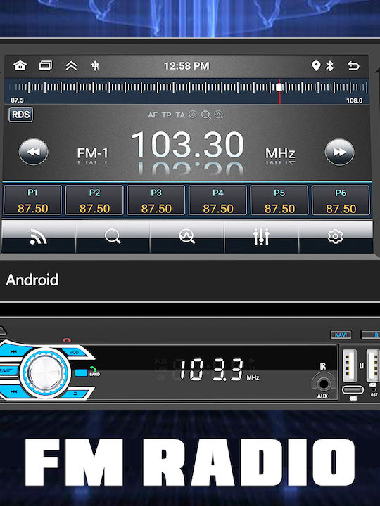 Kirosiwa Car Audio System 1 DIN Bluetooth USB