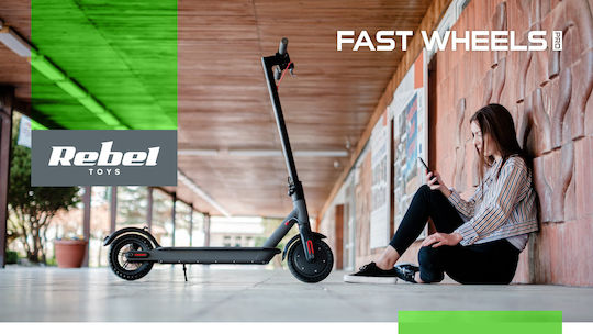 Rebel Fast Wheels Pro ZAB0030 Ηλεκτρικό Πατίνι με 30km/h Max Ταχύτητα και 25km Αυτονομία σε Μαύρο Χρώμα